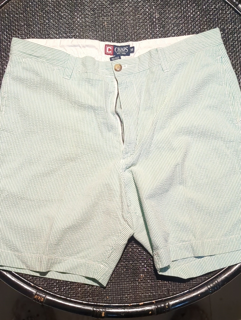 Chaps Light Mint Seersucker Flat Front Shorts